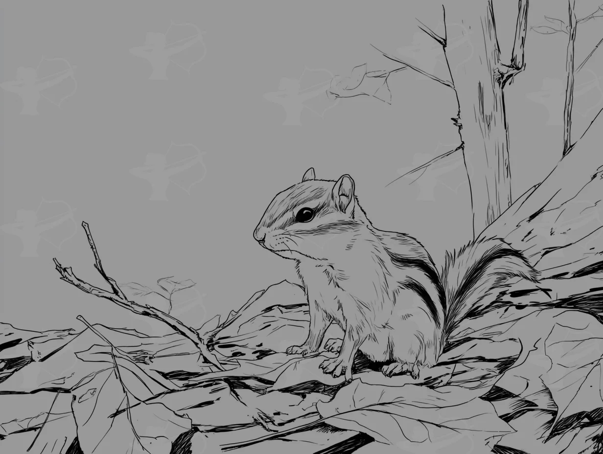 A Realistic Chipmunk Sitting On A Forest Floor Near L