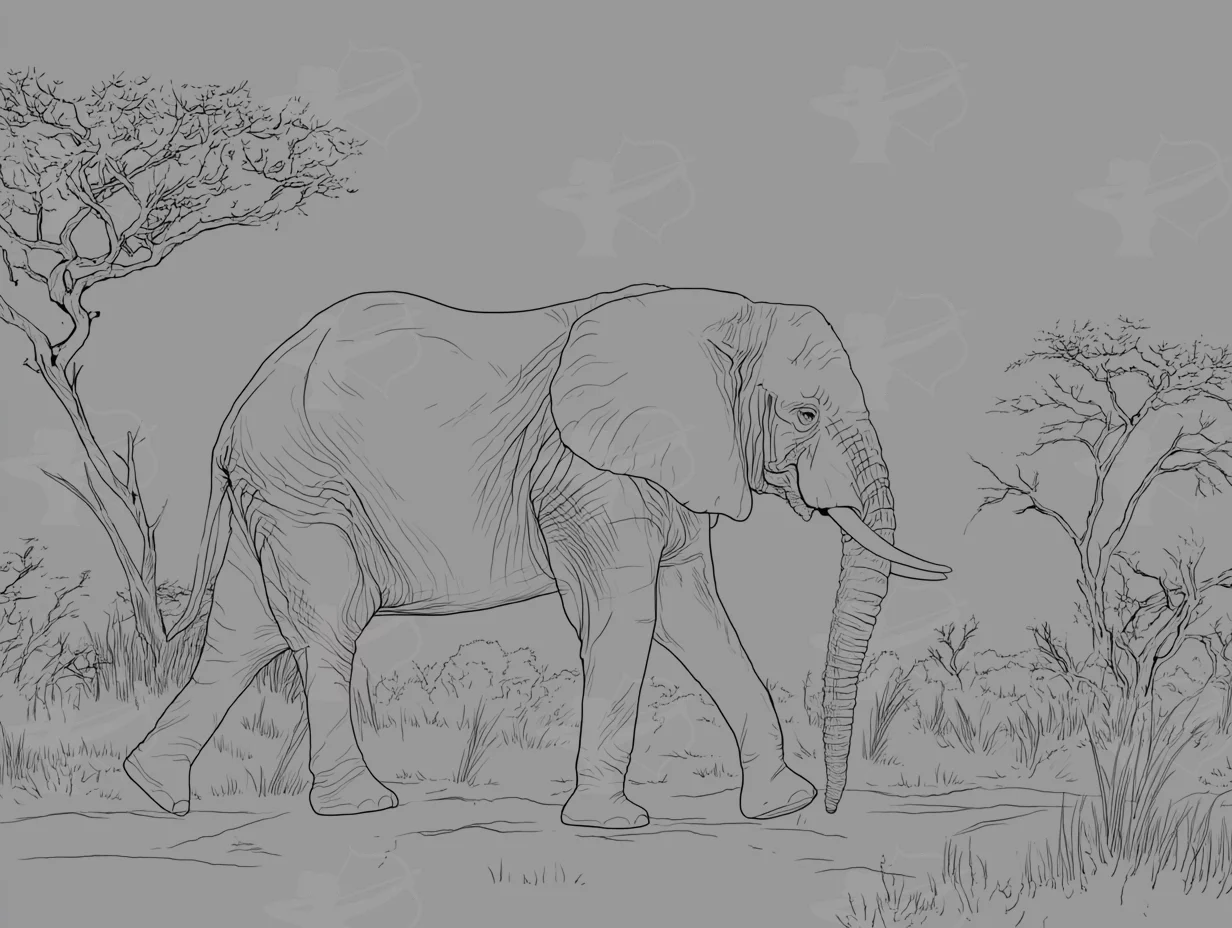A Realistic Elephant Walking Across The Savannah – Digital Download