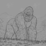 A Realistic Gorilla Standing Or Sitting On A Grassy Hill – Digital Download