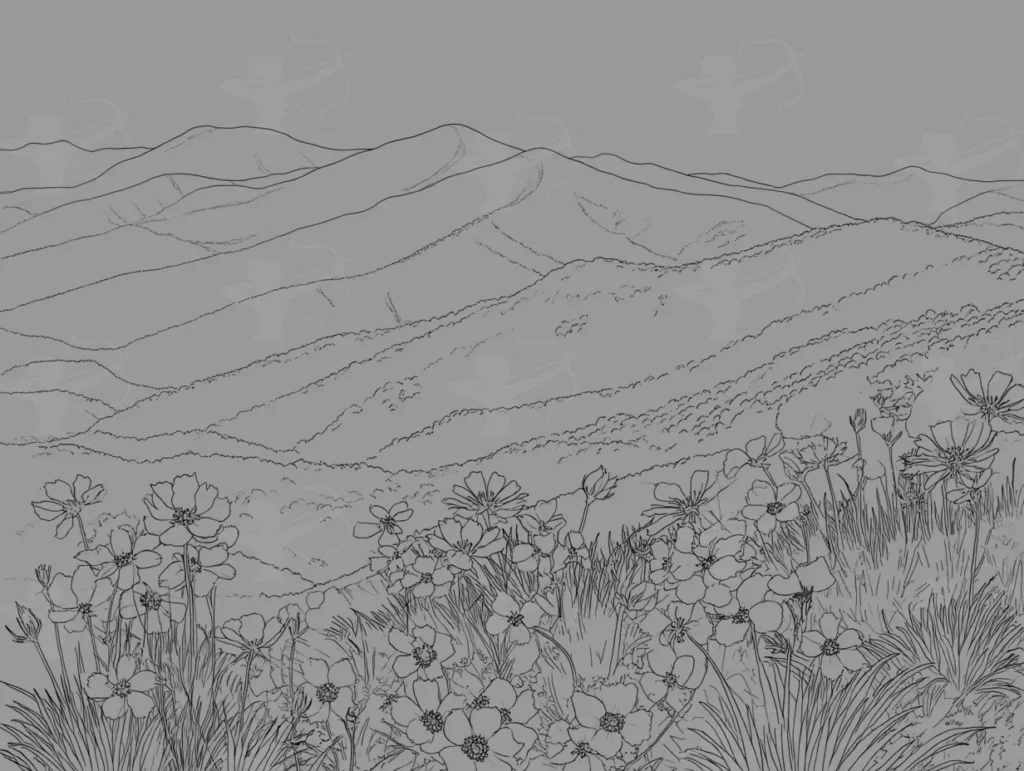 A Scenic Line Art View Of The Blue Ridge Mountains – Digital Download